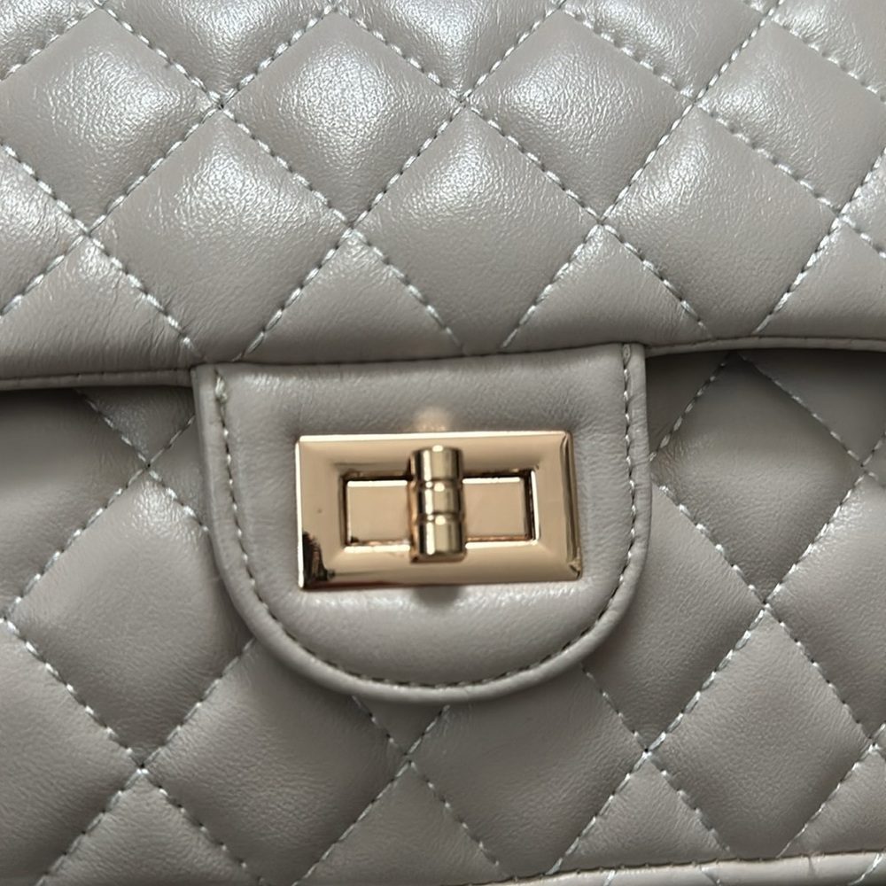 Taupe Quilted Leather Bag - Picture 2 of 6